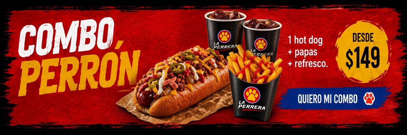 Combo Perrón: 1 hot dog + papas + refresco desde $149